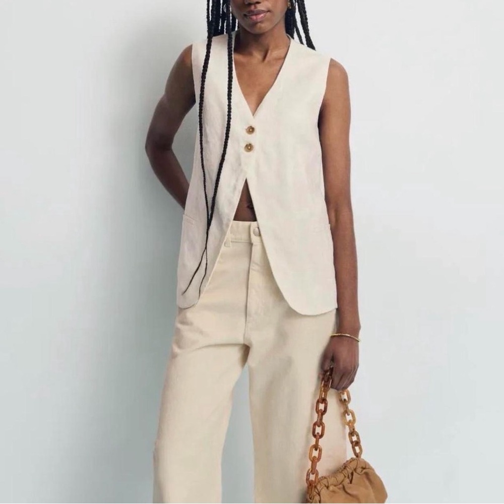 DL1961 Zia Cream linen Sleeveless Vest